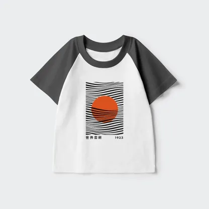 Tokyo-Tiger Minimalist Art Sun Kids Raglan T-shirt