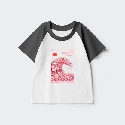 Tokyo-Tiger Sakura Wave Kids Raglan T-shirt
