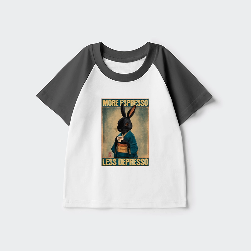 Tokyo-Tiger More Espresso Less Depresso Rabbit Kids Raglan T-shirt