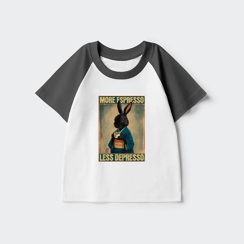 Tokyo-Tiger More Espresso Less Depresso Rabbit Kids Raglan T-shirt