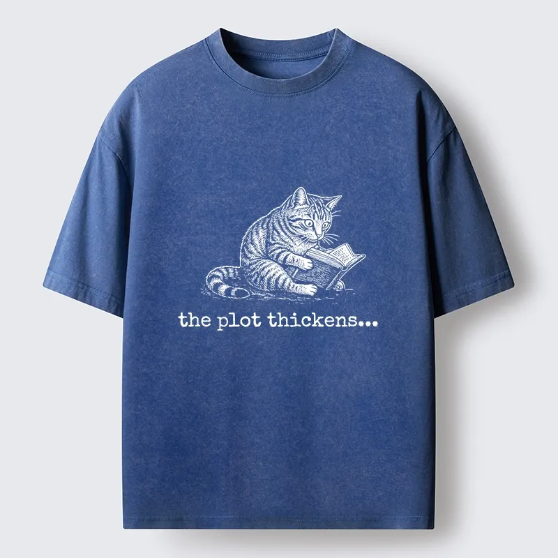 Tokyo-Tiger Meme Cat Reading Mystery Book Washed T-Shirt