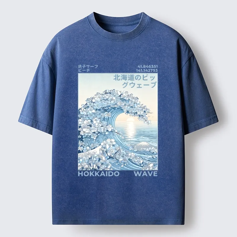 Tokyo-Tiger Crystal Great Wave Art Washed T-Shirt Sale