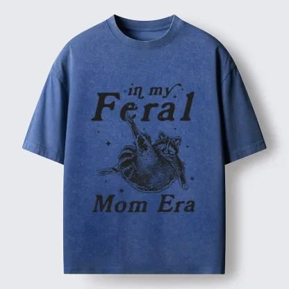 Tokyo-Tiger Feral Mom Raccoon Meme Art Washed T-Shirt