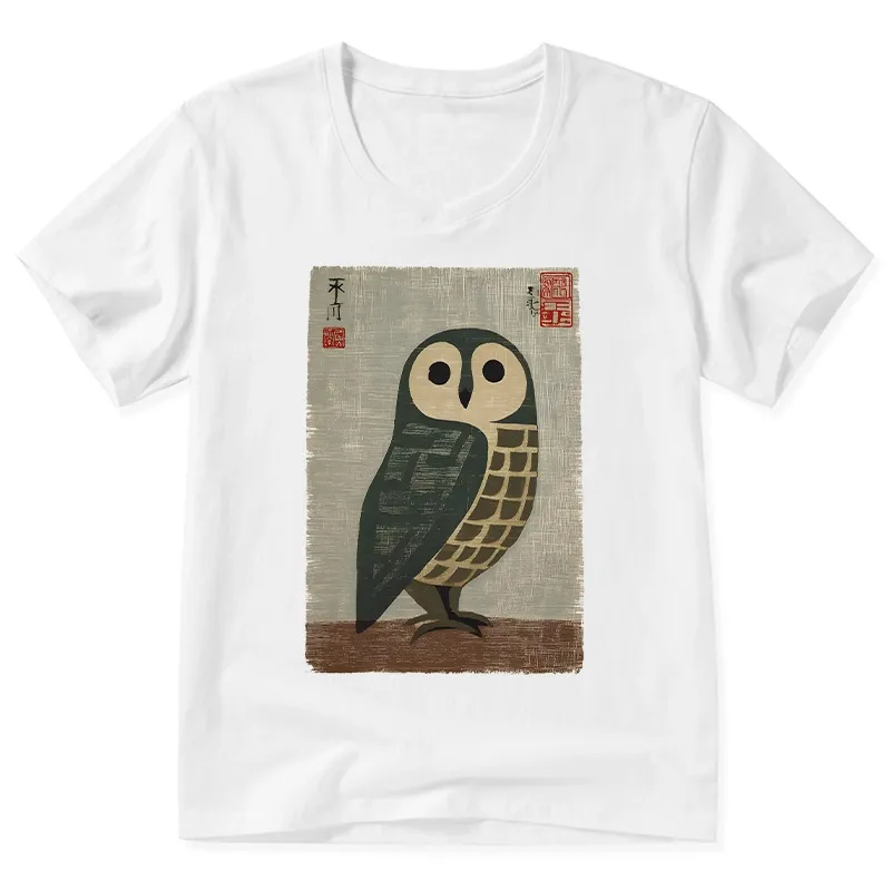 Tokyo-Tiger Traditional Owl In Japanese Art V-Neck Classic T-Shirt Sale