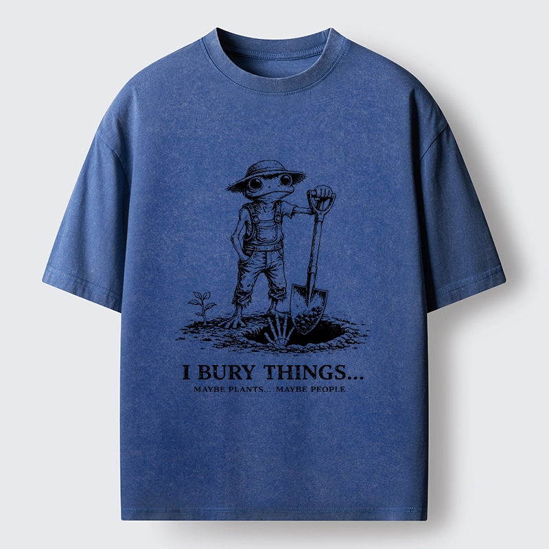 Tokyo-Tiger Frog Bury Things Funny Meme Washed T-Shirt