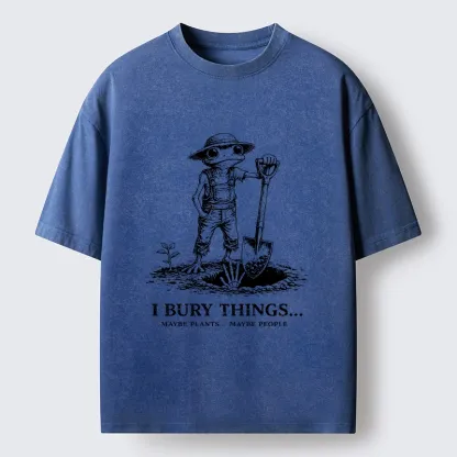 Tokyo-Tiger Frog Bury Things Funny Meme Washed T-Shirt