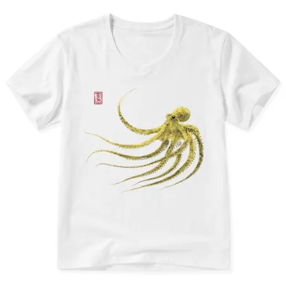 Tokyo-Tiger Retro Octopus Japanese V-Neck Classic T-Shirt