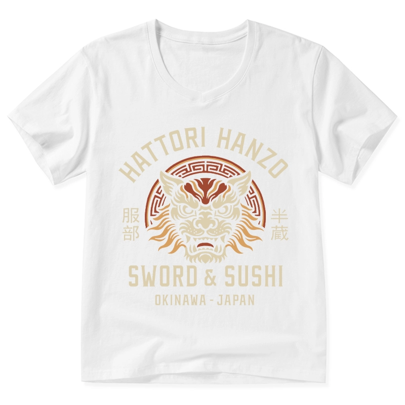 Tokyo-Tiger Hattori Lion Japanese Samurai V-Neck Classic T-Shirt