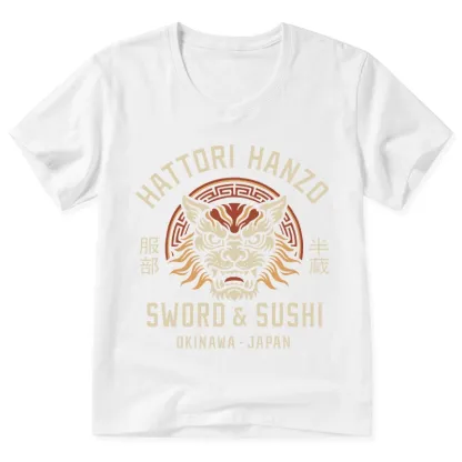 Tokyo-Tiger Hattori Lion Japanese Samurai V-Neck Classic T-Shirt