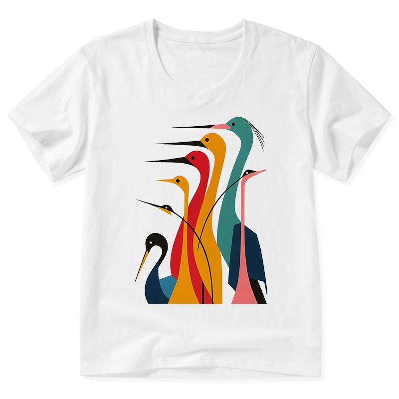 Tokyo-Tiger Various Types Of Cranes V-Neck Classic T-Shirt