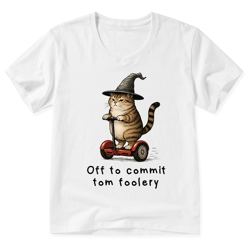 Tokyo-Tiger Orange Cat Riding Segway-style V-Neck Classic T-Shirt