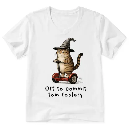 Tokyo-Tiger Orange Cat Riding Segway-style V-Neck Classic T-Shirt