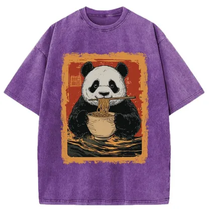 Tokyo-Tiger Ramen Lover Panda Washed T-Shirt