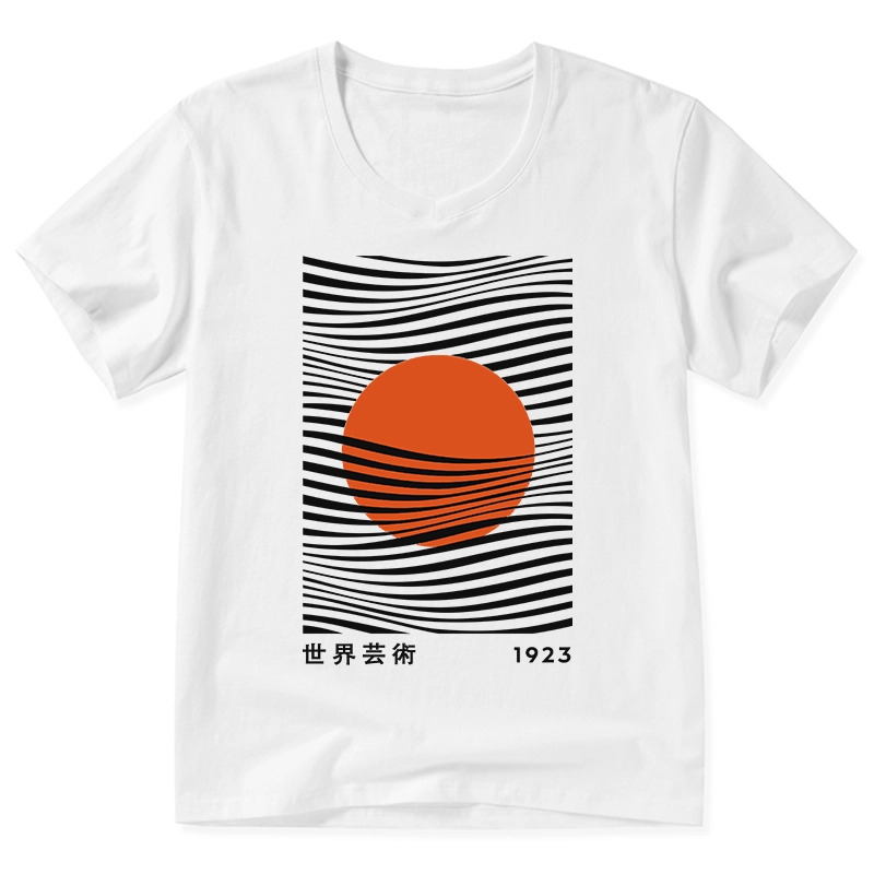 Tokyo-Tiger Minimalist Art Sun V-Neck Classic T-Shirt