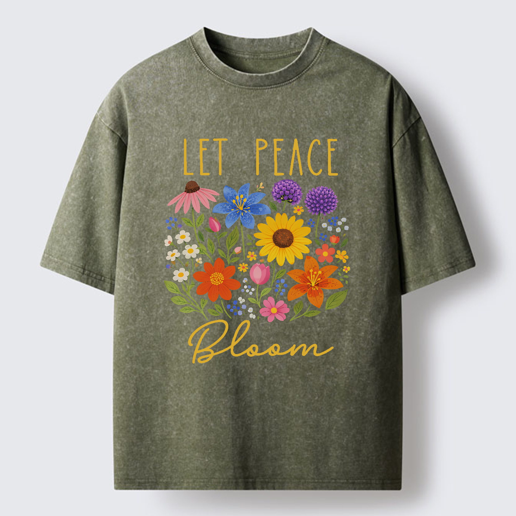 Tokyo-Tiger Let Peace Bloom Washed T-Shirt