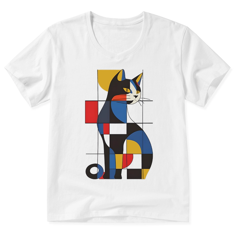 Tokyo-Tiger Mondrian Cat V-Neck Classic T-Shirt
