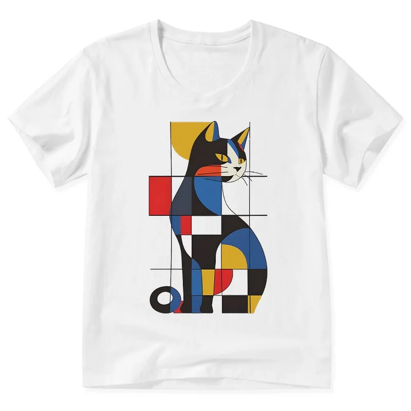 Tokyo-Tiger Mondrian Cat V-Neck Classic T-Shirt