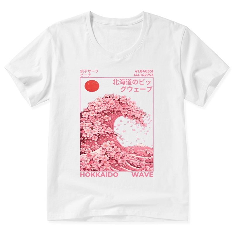 Tokyo-Tiger Sakura Wave V-Neck Classic T-Shirt