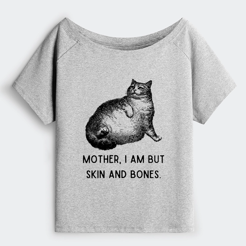 Tokyo-Tiger Skin & Bones Cat Off Shoulder T-Shirt