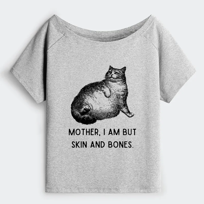 Tokyo-Tiger Skin & Bones Cat Off Shoulder T-Shirt