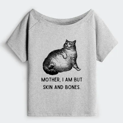 Tokyo-Tiger Skin & Bones Cat Off Shoulder T-Shirt