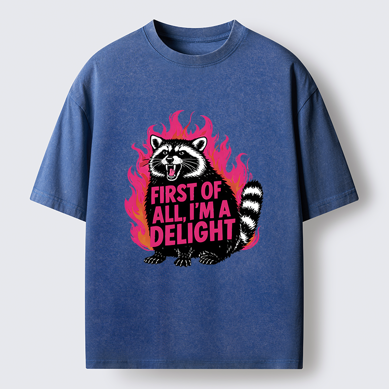 Tokyo-Tiger Angry Raccoon Funny Washed T-Shirt