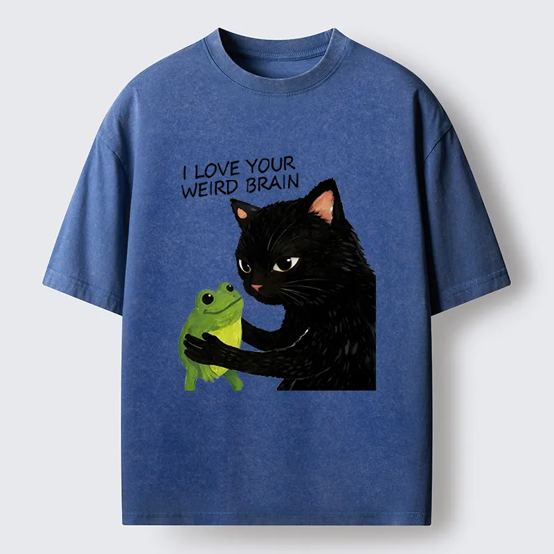 Tokyo-Tiger Cat Eats Frog Washed T-Shirt