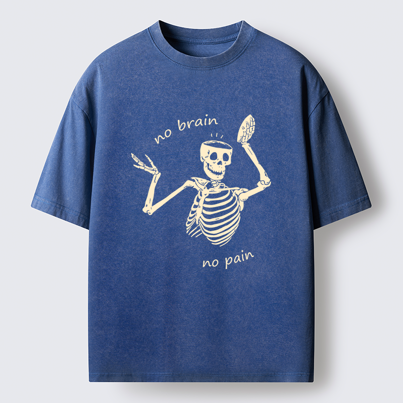 Tokyo-Tiger Skeletons Feel No Pain Washed T-Shirt