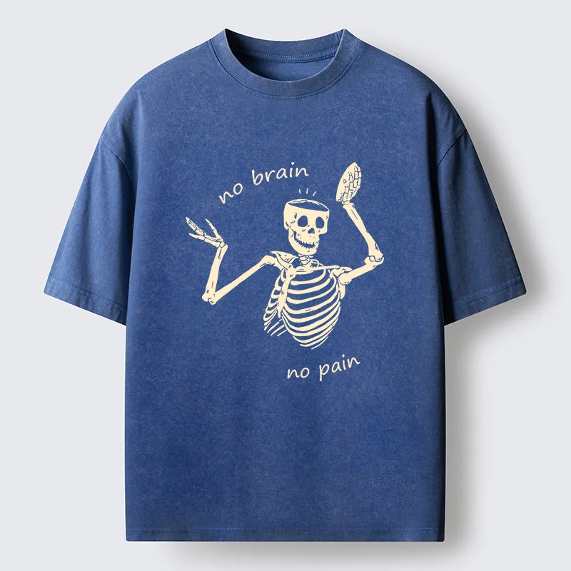 Tokyo-Tiger Skeletons Feel No Pain Washed T-Shirt