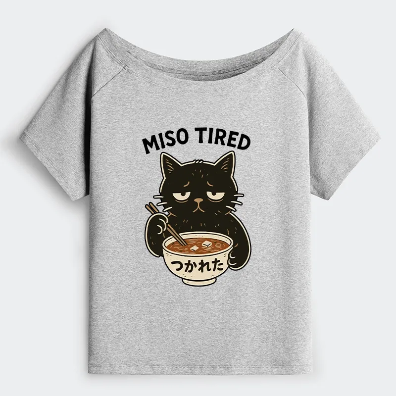 Tokyo-Tiger I’m So Tired Off Shoulder T-Shirt