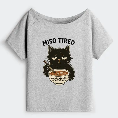 Tokyo-Tiger I’m So Tired Off Shoulder T-Shirt
