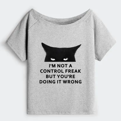 Tokyo-Tiger Control Freak Funny Off Shoulder T-Shirt