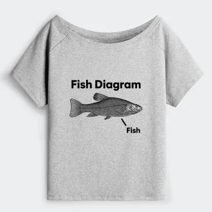 Tokyo-Tiger A Funny Guide to Fish Meme Off Shoulder T-Shirt