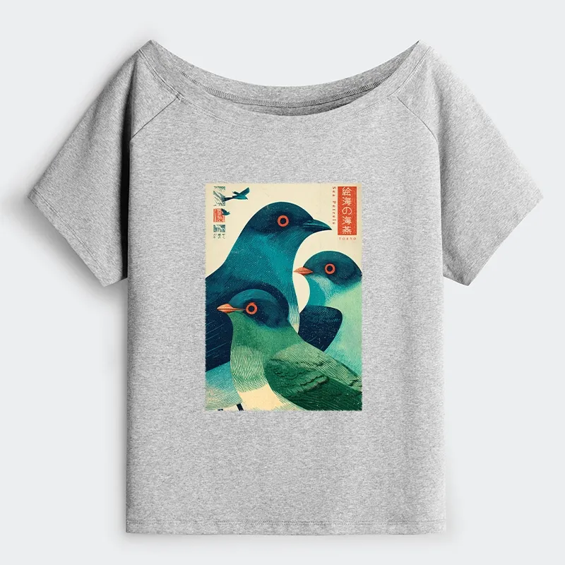 Tokyo-Tiger Petrels Of The Painted Sea Off Shoulder T-Shirt