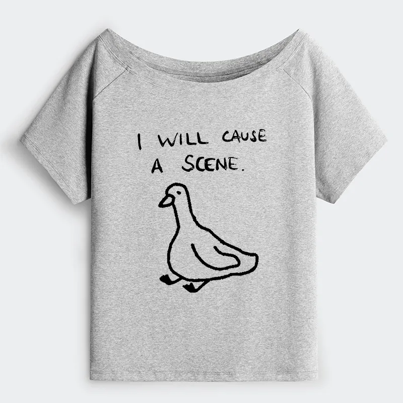 Tokyo-Tiger Stupid Goose Funny Japan Retro Off Shoulder T-Shirt