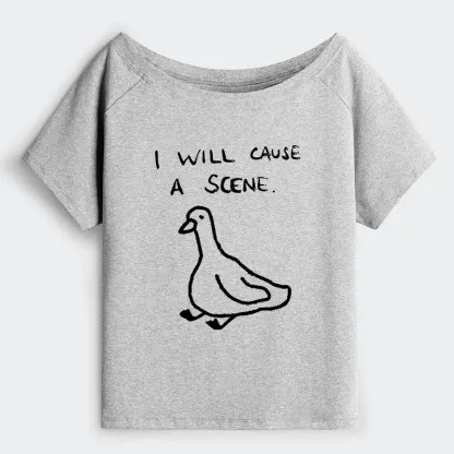 Tokyo-Tiger Stupid Goose Funny Japan Retro Off Shoulder T-Shirt