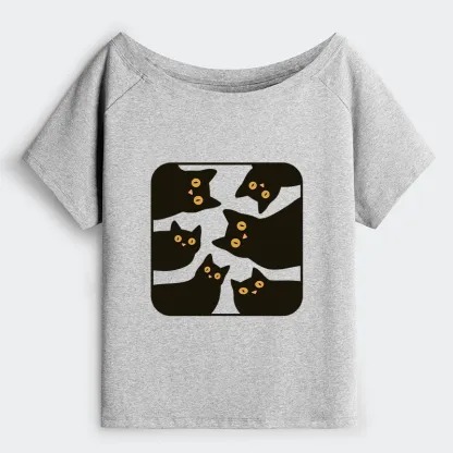 Tokyo-Tiger Cats Are Watching You Off Shoulder T-Shirt