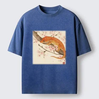 Tokyo-Tiger Sakura Gecko Japanese Washed T-Shirt