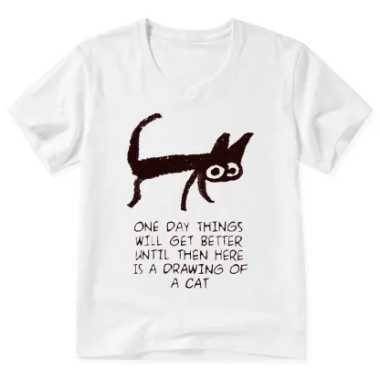 Tokyo-Tiger Cat Cheer Up Drawing V-Neck Classic T-Shirt