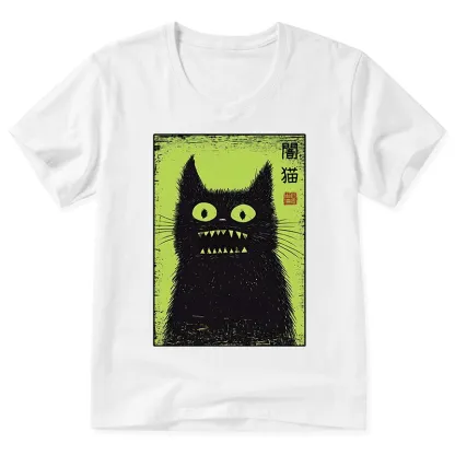Tokyo-Tiger Spooky Black Cat Japanese V-Neck Classic T-Shirt