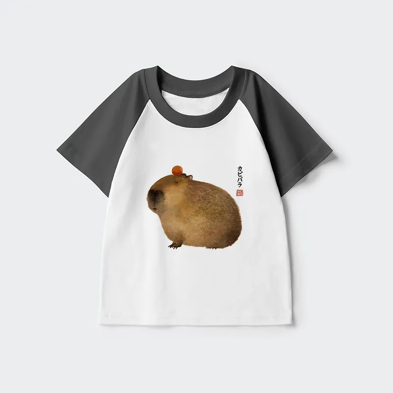 Tokyo-Tiger Calm Capybara Illustration Kids Raglan T-shirt