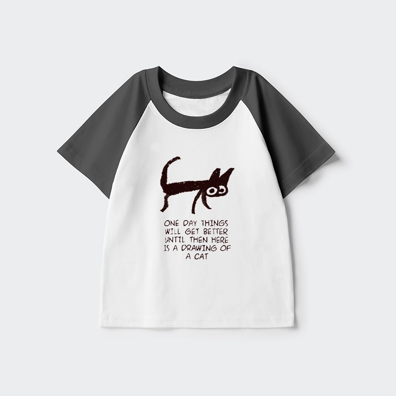 Tokyo-Tiger Cat Cheer Up Drawing Kids Raglan T-shirt