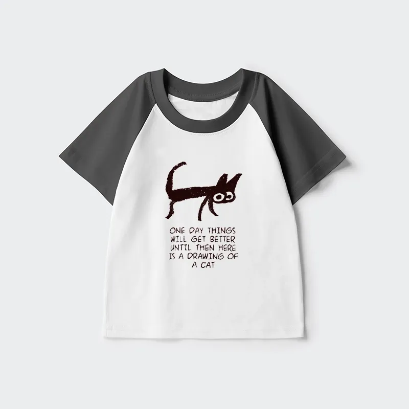 Tokyo-Tiger Cat Cheer Up Drawing Kids Raglan T-shirt