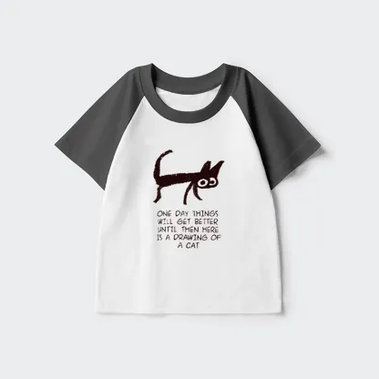 Tokyo-Tiger Cat Cheer Up Drawing Kids Raglan T-shirt