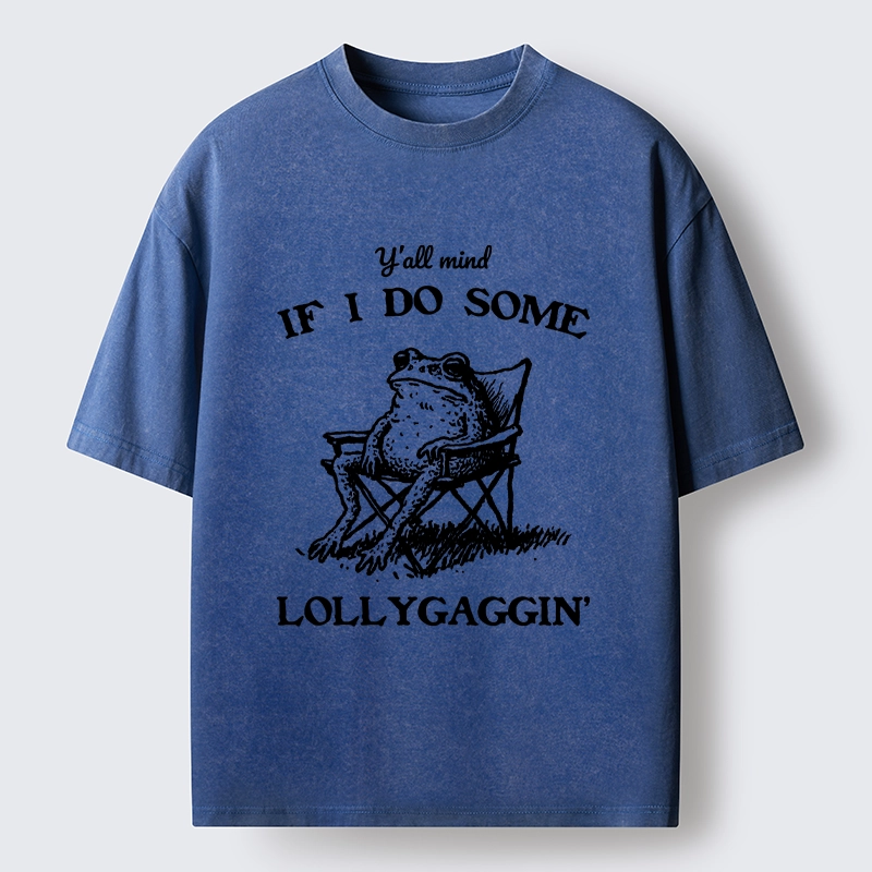 Tokyo-Tiger Funny Frog Lollygagging Washed T-Shirt