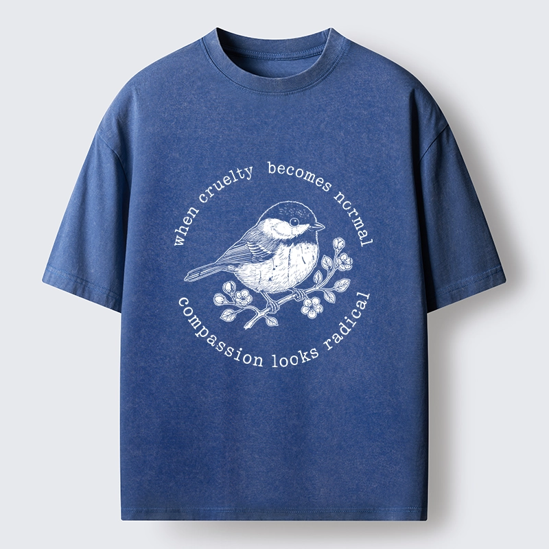 Tokyo-Tiger Anti Cruelty Bird Washed T-Shirt