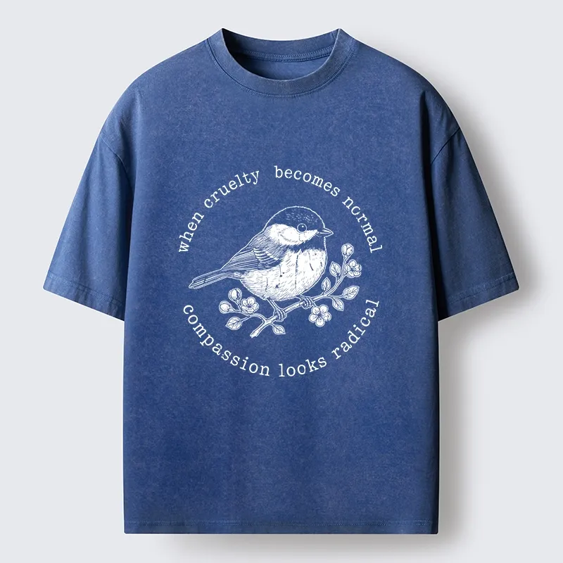 Tokyo-Tiger Anti Cruelty Bird Washed T-Shirt