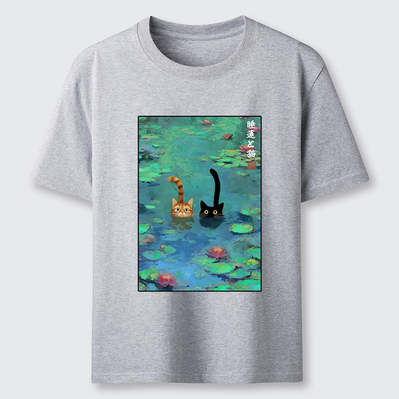 Tokyo-Tiger Funny Cats Swimming In Lilies Classic T-Shirt