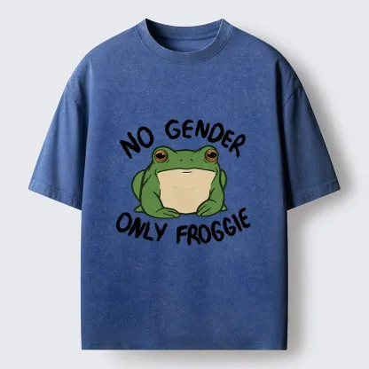Tokyo-Tiger Funny Frog Declares Identity Freedom Washed T-Shirt