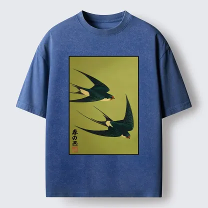 Tokyo-Tiger Spring Birds Of Peace Washed T-Shirt